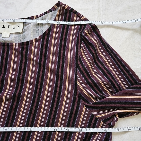 Hiatus Knot Front Top Womens XL Striped LS Cropped Pullover Stretch Office Boho - Picture 10 of 16
